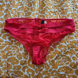 Victoria's Secret Red Satin and Mesh Bikini